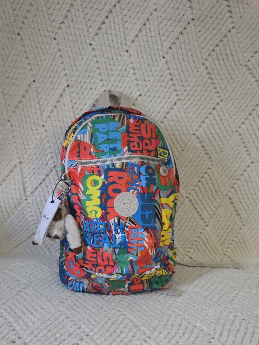 Kipling Kids Graphic Mini Backpack in Blue, Red, Yellow